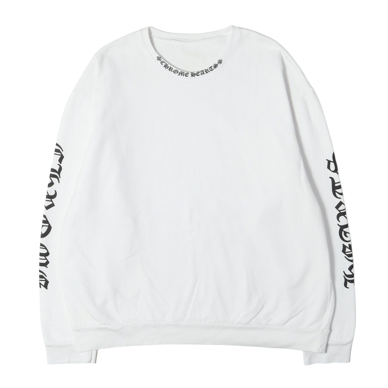 【近年モデル】CHROME HEARTS クロムハーツ スウェット ホワイト サイズ:XL ネックロゴ クルーネック スウェットシャツ SWTSHRT PLVR USA製 トップス トレーナー プルオーバー【メンズ】【中古】 77,330円