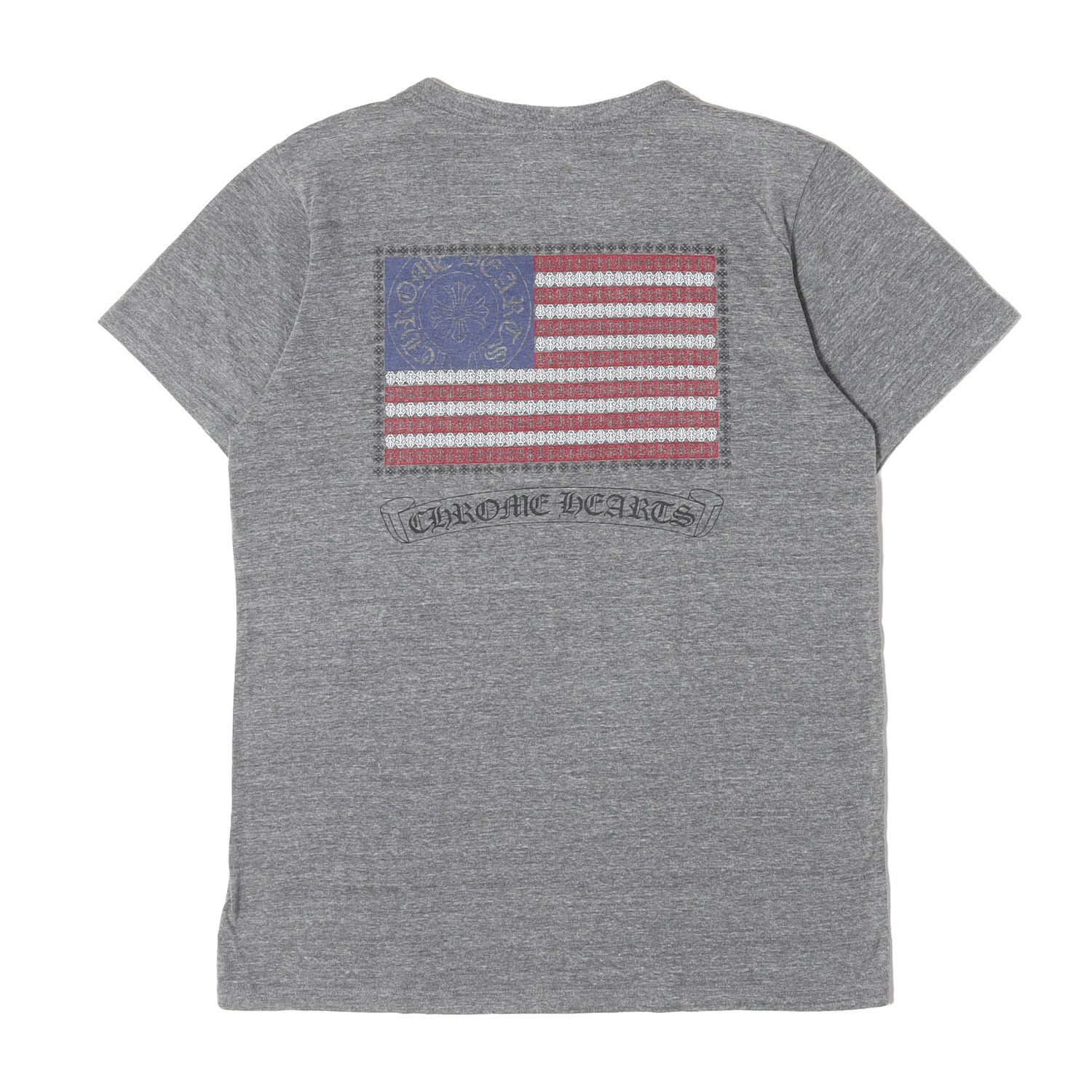 CHROME HEARTS クロムハーツ Tシャツ グレー サイズ:XL 00s ホースシュー&星条旗ロゴ Vネック Tシャツ USA製 トップス カットソー 半袖【メンズ】【中古】 49,512円