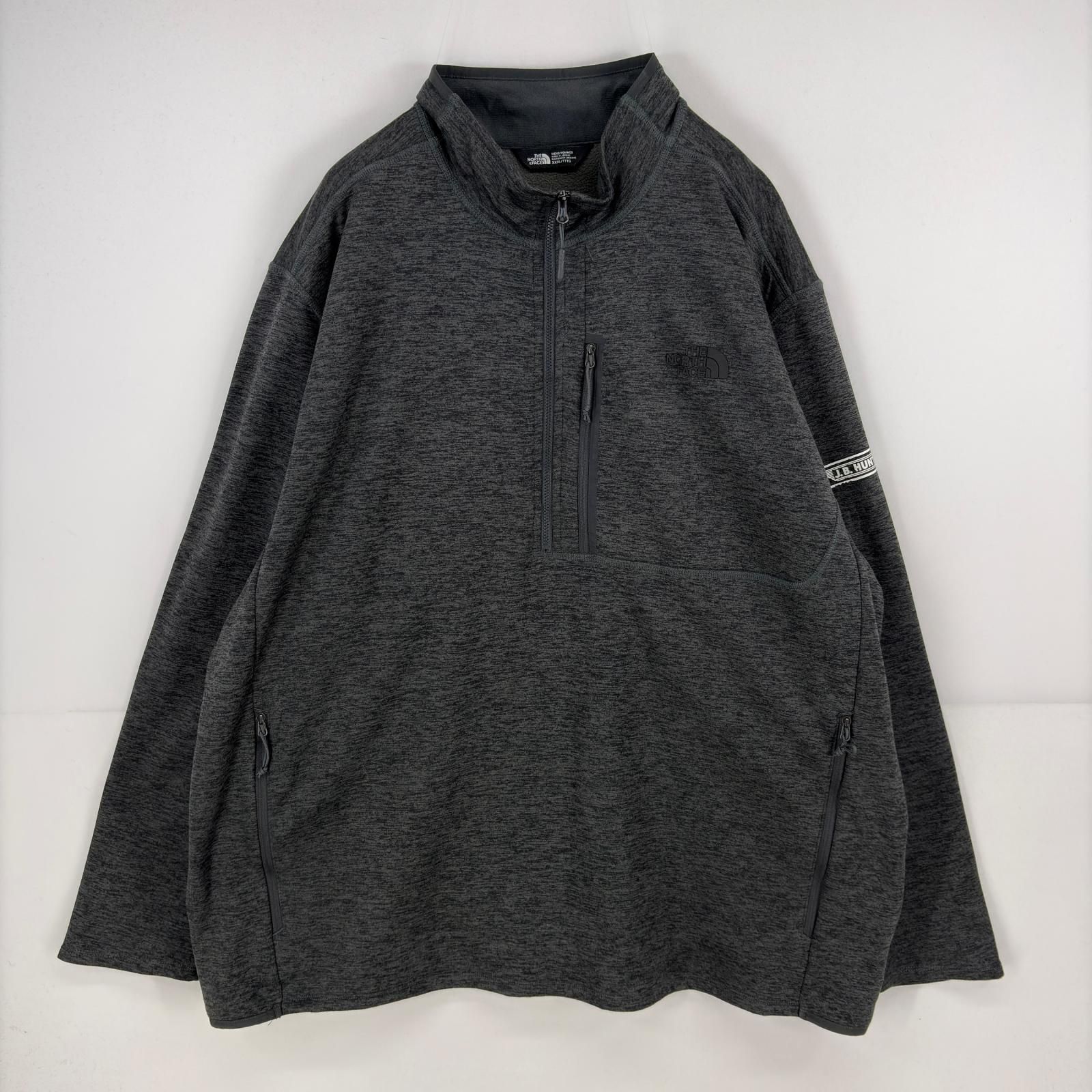 古着 ザ・ノースフェイス THE NORTH FACE ジャケット ハーフジップ フリースライナー 大きいサイズ ワンポイント 2XL  グレー メンズ