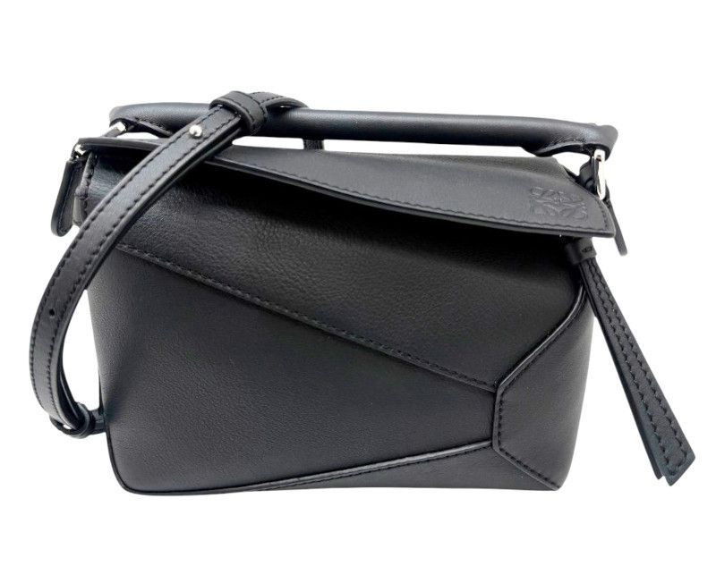 【中古】LOEWE ロエベ パズルバッグ ミニ ブラック カーフスキン パズル 2WAY ショルダーバッグ ハンドバッグ 黒 お洒落 人気 レディース メンズ お出かけ 美品 【ブランドギャラリー東心斎橋店】