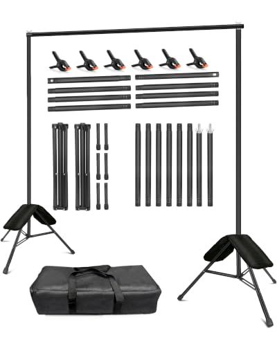 Hemmotop 背景 撮影 スタンド 210 x 300cm 3m 写真用サンドバッグ2個と背景布クリップ 6個付き 安定性良い | 大型 背景紙スタンド 背景布対応 三脚用ケース付き 携帯と収納便利 日本語取扱説明書付き メタル製 グリーンバック スタ★m