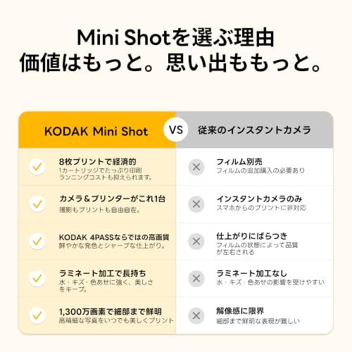 KODAK Mini Shot 3 Retro インスタントカメラ (7.6×7.6cm) 4PASS 8枚入り ホワイト | Bluetooth対応、iPhone・Android対応、1300万画素、プリント前プレビュー機能、ラミネート加工 fc2cdbb4