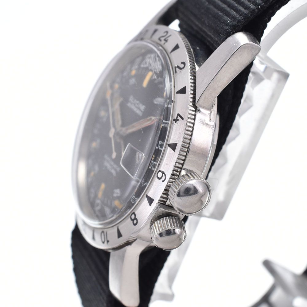 グリシン GLYCINE ヴィンテージ エアマン Cal.1789 デイト ブラック 自動巻き メンズ 良品 腕時計 Y#146294