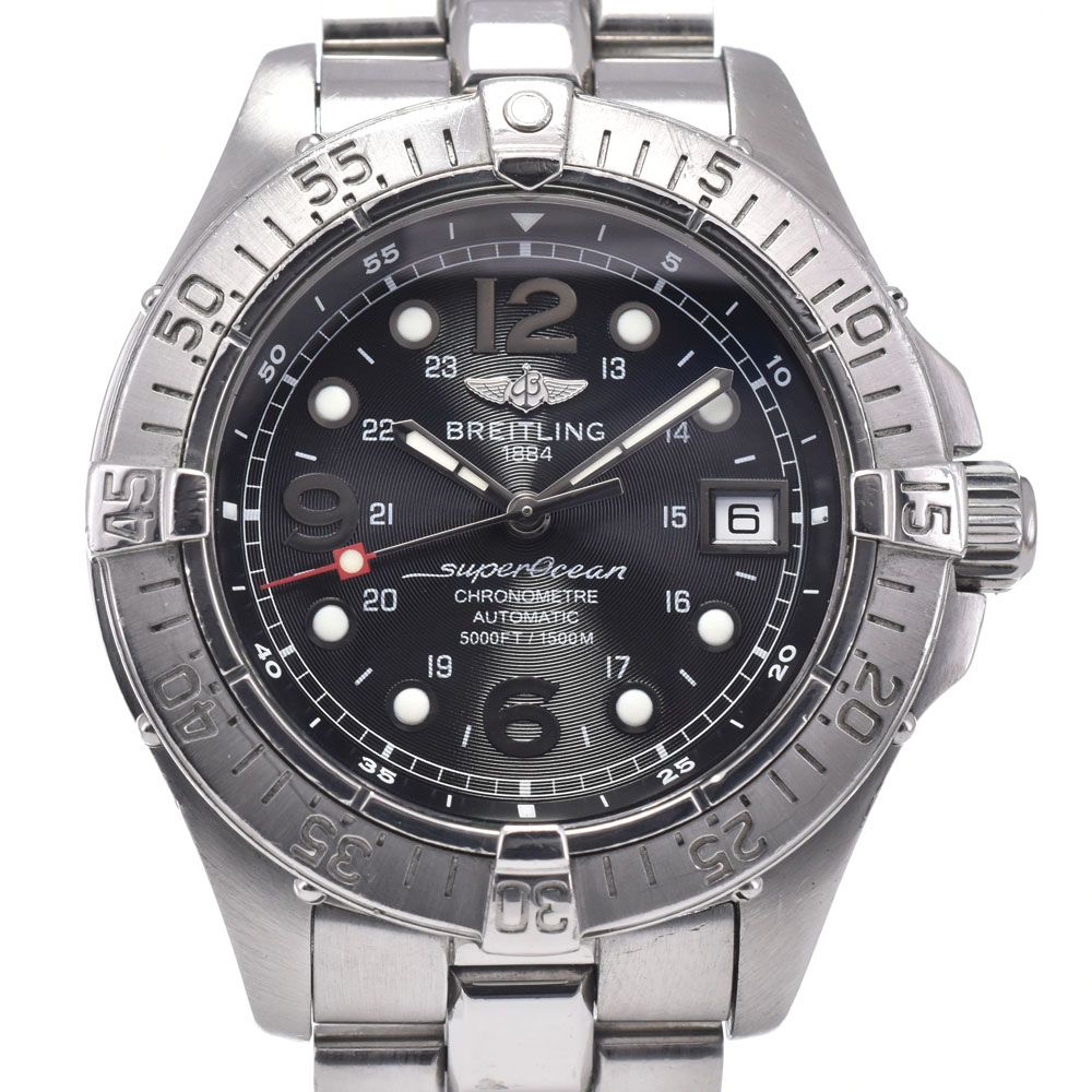 ブライトリング BREITLING A17360 スーパーオーシャン スチールフィッシュ デイト ブラック 自動巻き メンズ 良品 箱付き 腕時計 A#149362 135,450円
