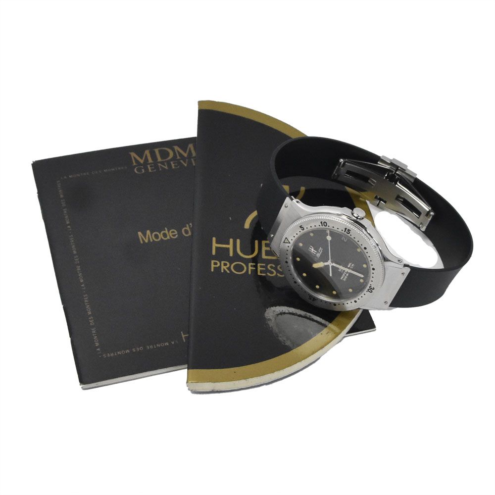 ウブロ HUBLOT 1550.1 MDM プロフェッショナル 300M デイト ブラック 自動巻き メンズ 美品 腕時計 A#149154