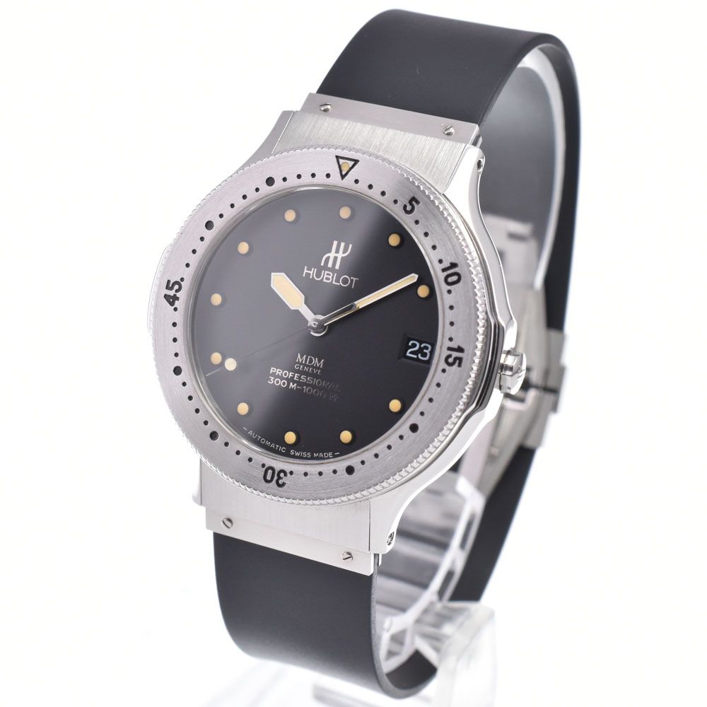 ウブロ HUBLOT 1550.1 MDM プロフェッショナル 300M デイト ブラック 自動巻き メンズ 美品 腕時計 A#149154