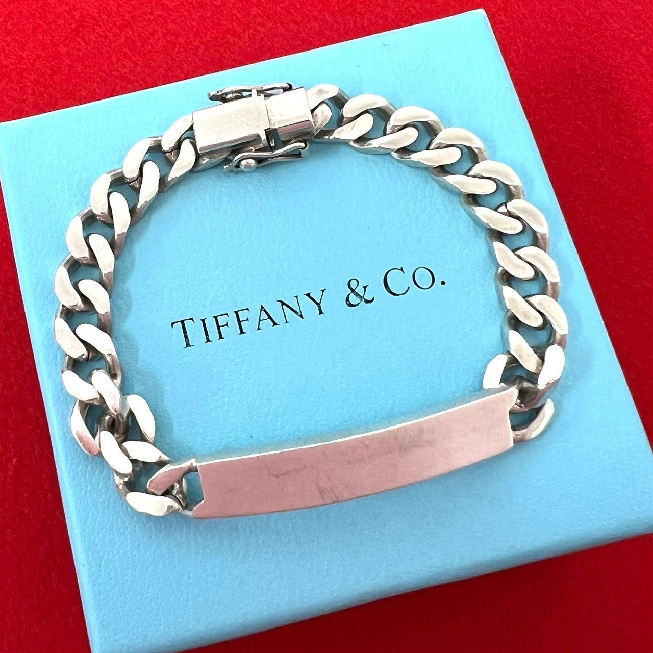 極 美品 TIFFANY&Co. ティファニーヴィンテージ ID ブレスレット シルバー925 喜平 チェーン バングル アクセサリー シルバー 27824