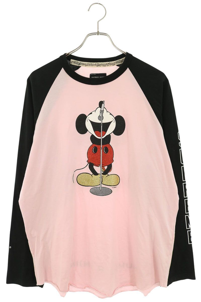 シュプリーム ×ナンバーナイン NUMBER(N)INE 25AW Mickey Mouse Raglan L/S Top キャラクタープリント長袖カットソー メンズ M