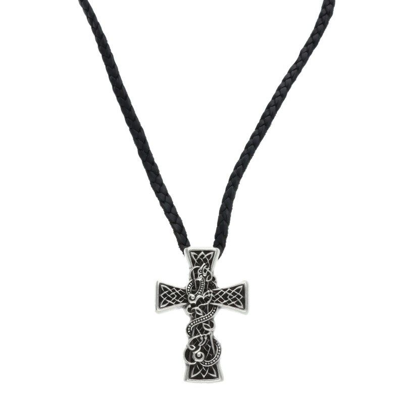 クロムハーツ CELTIC CROSS XS ケルティッククロス wレザーブレイド シルバーネックレス メンズ