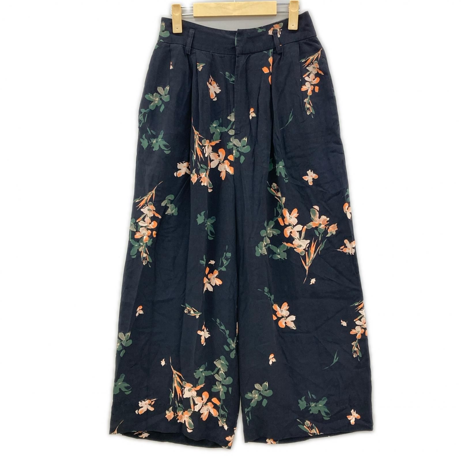 sacra サクラ 花柄パンツ size36/ネイビー系