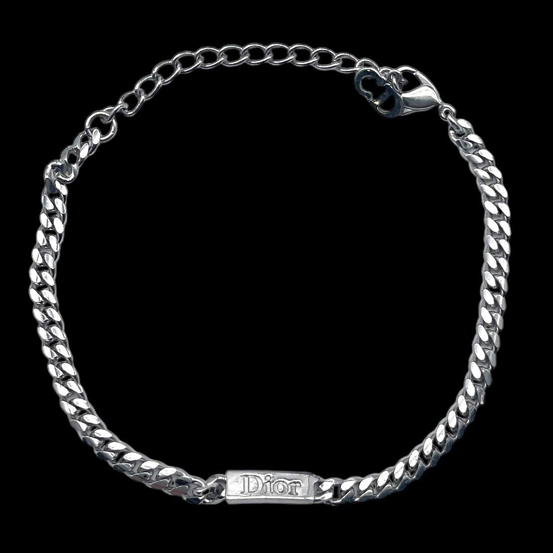 Christian Dior クリスチャンディオール ブレスレット ロゴ 刻印 喜平チェーン シルバー ヴィンテージ ジュエリー アクセサリー 箱付き