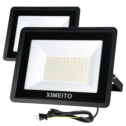 ★新品★LED投光器 100w 昼光色 12000LM 6500K 1.8コード IP66防水 120°広角 100V対応 ワークライト 工事用 ledライト 作業灯 看板灯 外灯 駐車場用 倉庫照明 船舶 屋内 屋外作業 BBQ用 180w d6cd5bb3