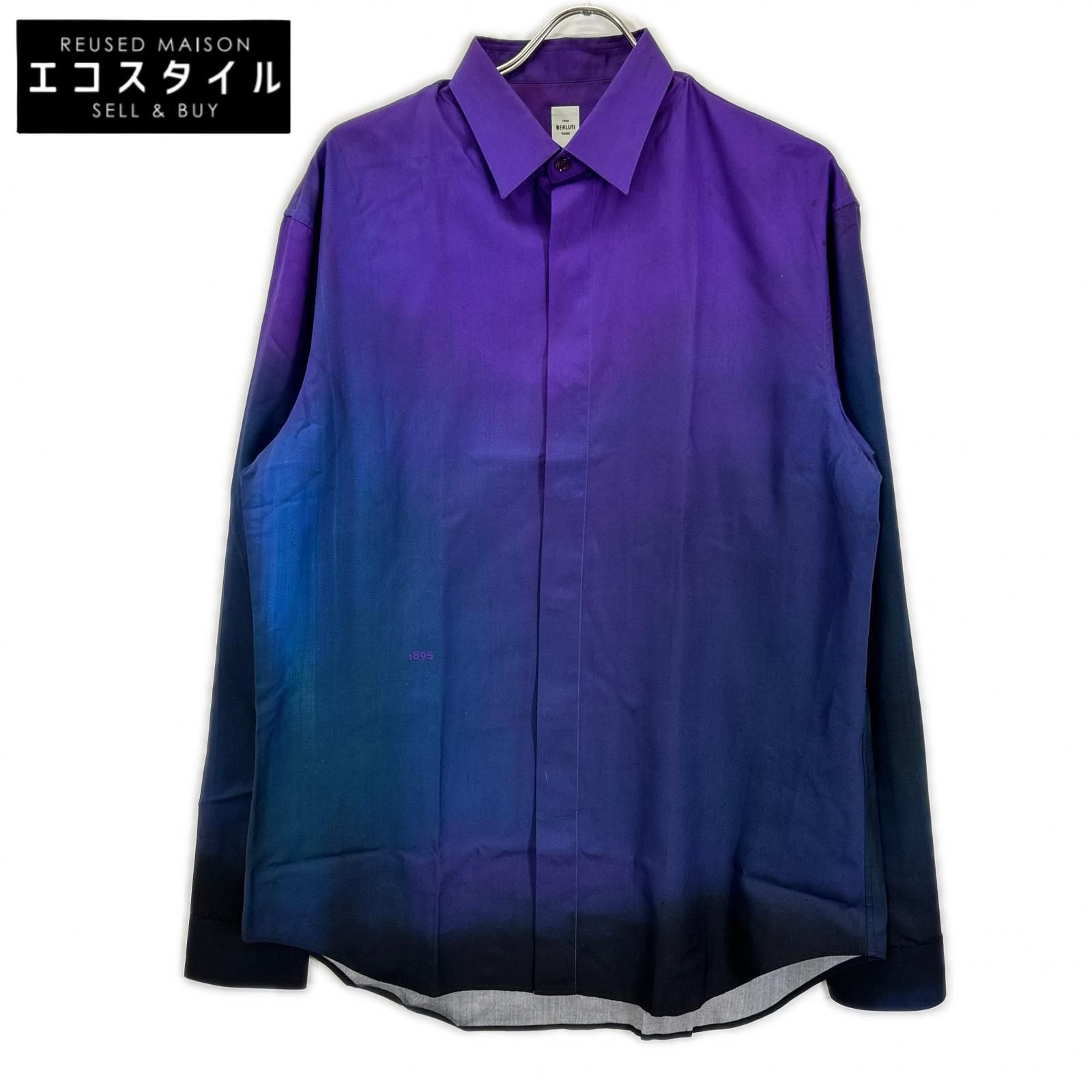 berluti　ベルルッティ　R21HTL52SBEZ パープル シルク100 グラデーション ロングスリーブ ボタンシャツ　40