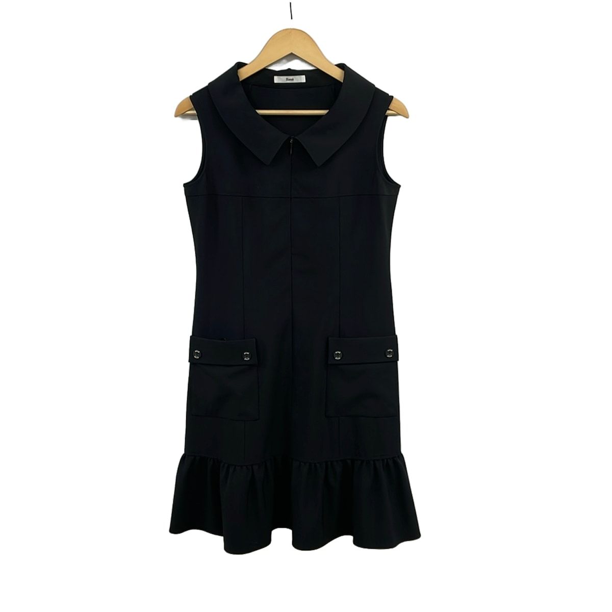 Rene(ルネ) ワンピース サイズ36 S レディース美品 - 黒 ノースリーブ/ひざ丈/ジップアップ
