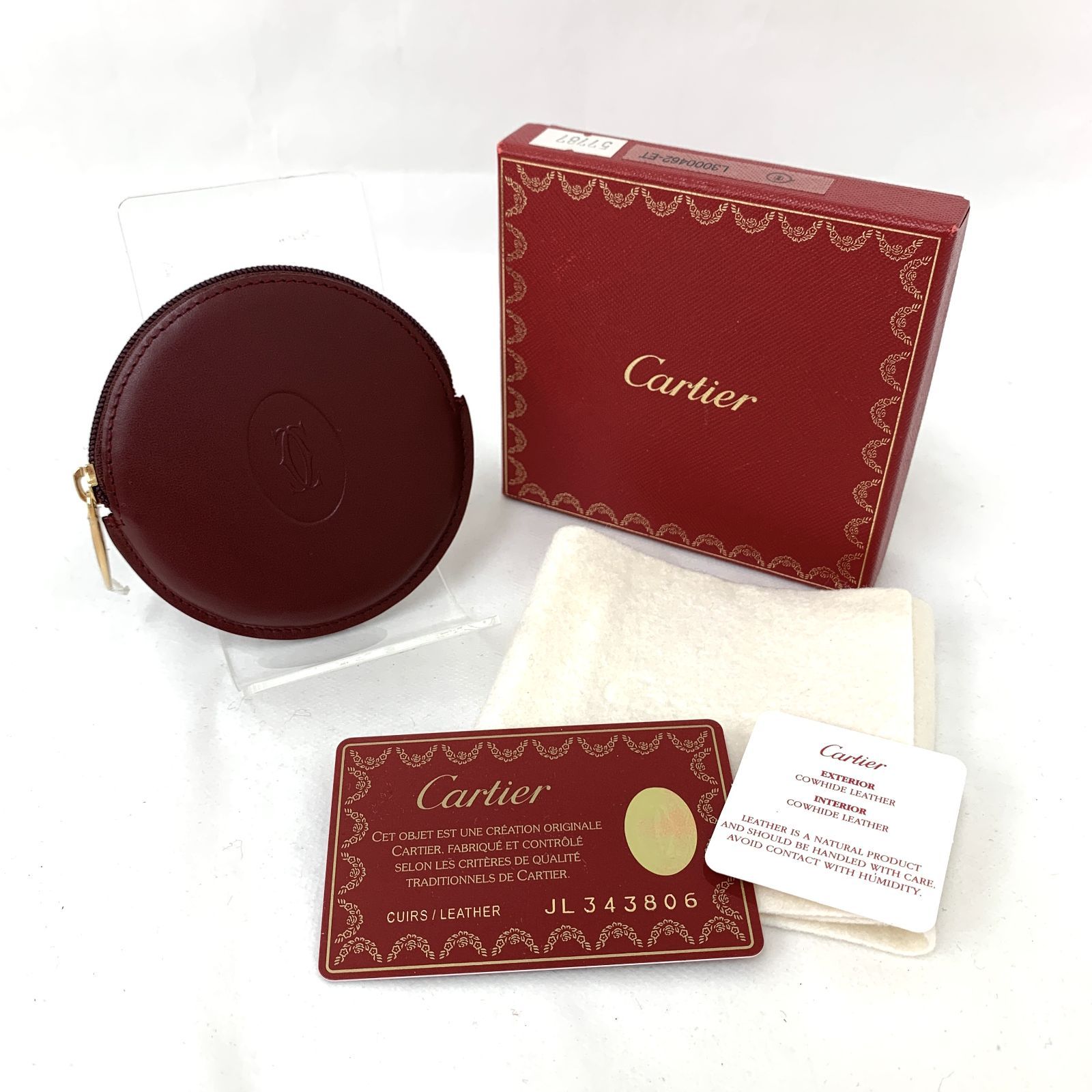 D9056 新品未使用！ Cartier カルティエ マストライン 丸形 小銭入れ コインケース コインパース L3000462 ボルドー レザー