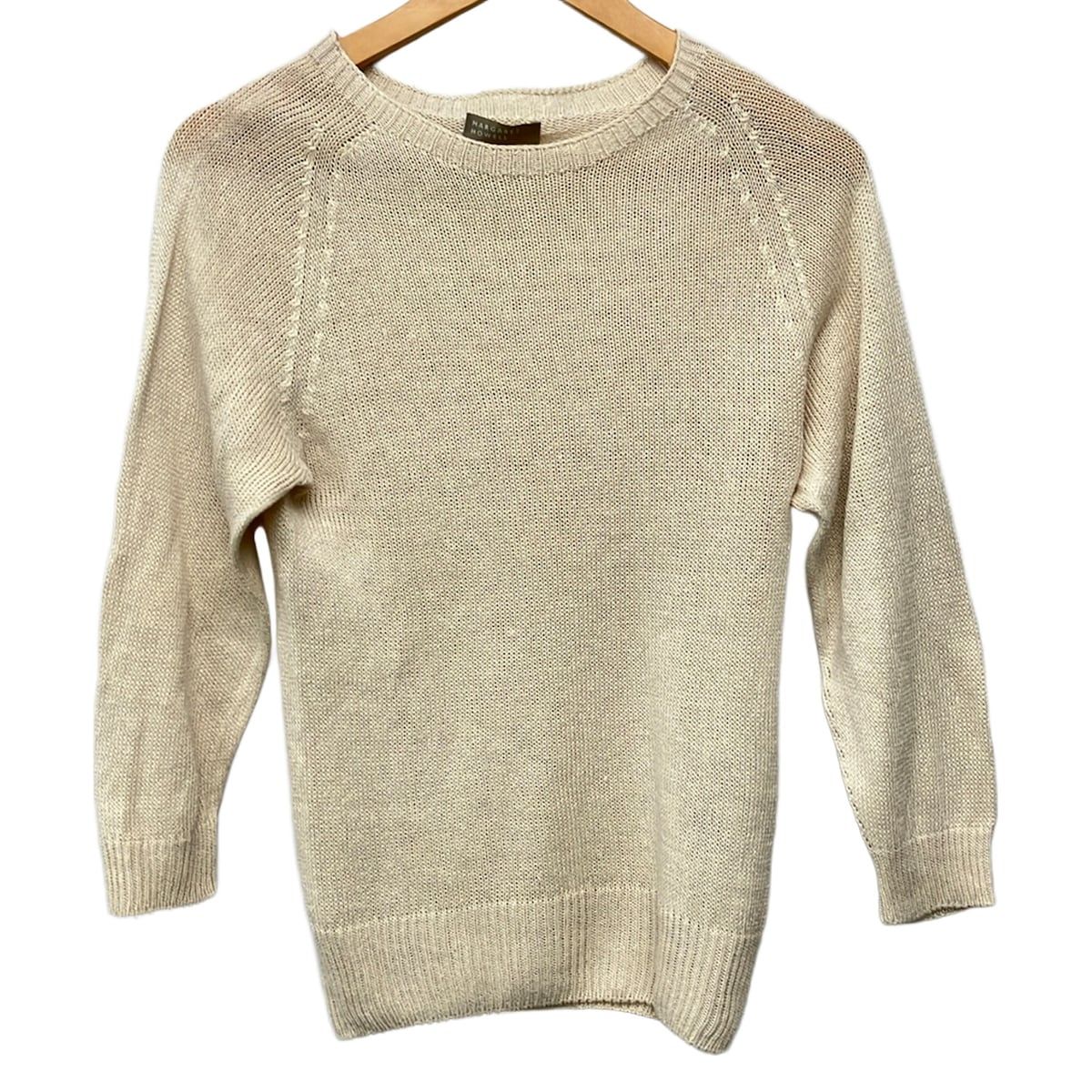 MargaretHowell(マーガレットハウエル) 七分袖セーター サイズ2 M レディース美品 - ベージュ クルーネック