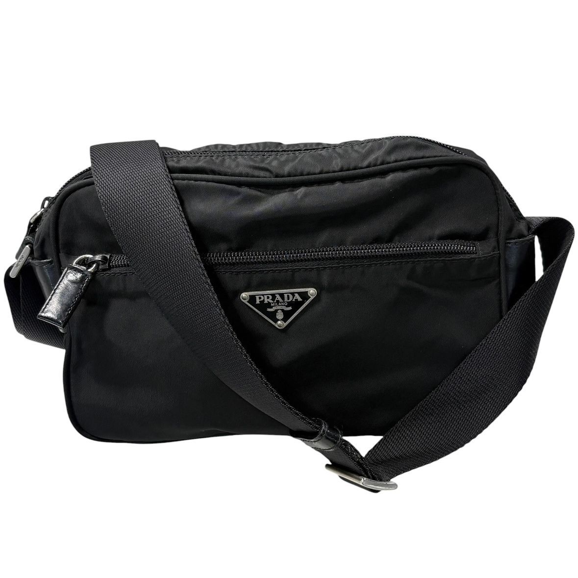 ♪4579 プラダ ナイロン ショルダーバッグ ブラック 斜め掛け 三角ロゴ 中古 PRADA 8,470円