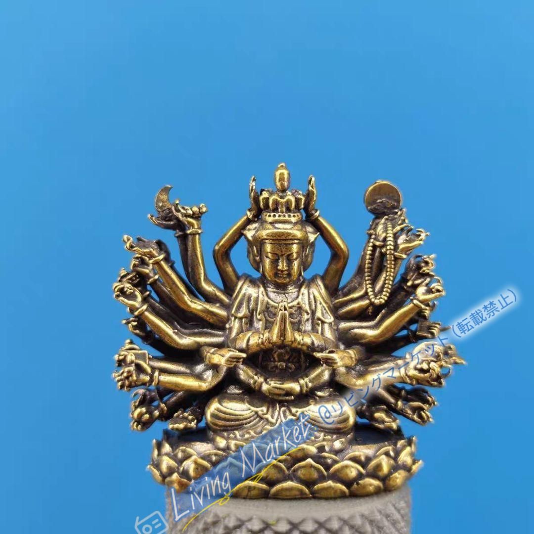 銅細工 仏教美術 準提菩薩像 千手観音小仏像 工芸品 美術品 置物