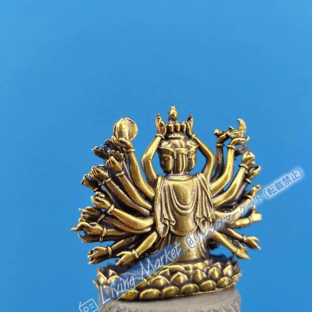 銅細工 仏教美術 準提菩薩像 千手観音小仏像 工芸品 美術品 置物