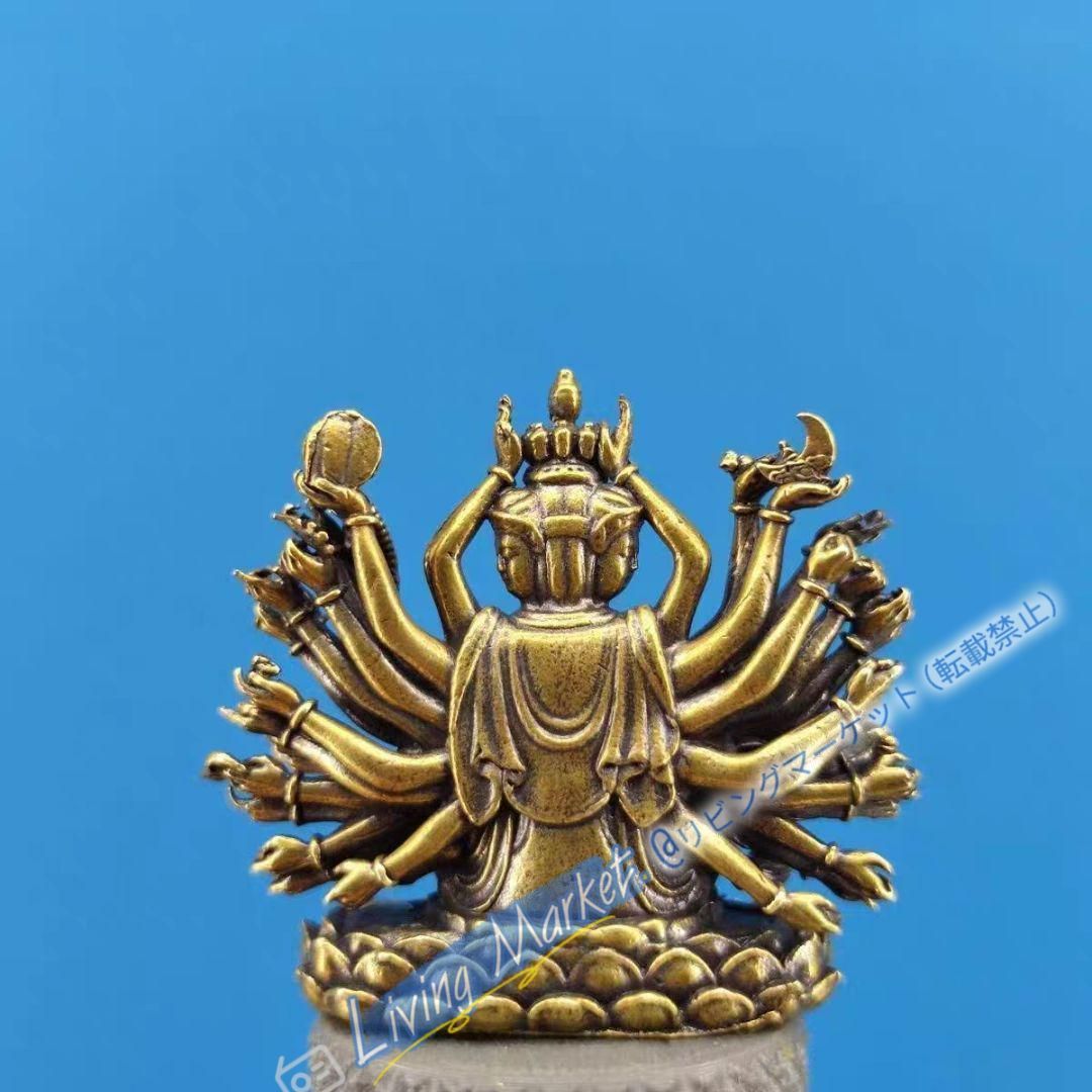 銅細工 仏教美術 準提菩薩像 千手観音小仏像 工芸品 美術品 置物