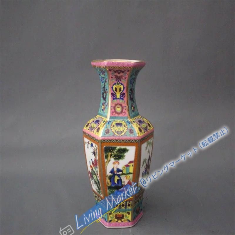 琺瑯彩六方賞瓶 景徳鎮 賞物観賞瓶 陶磁器 装飾品 現代工芸品 美術品 置物 CZW728P356