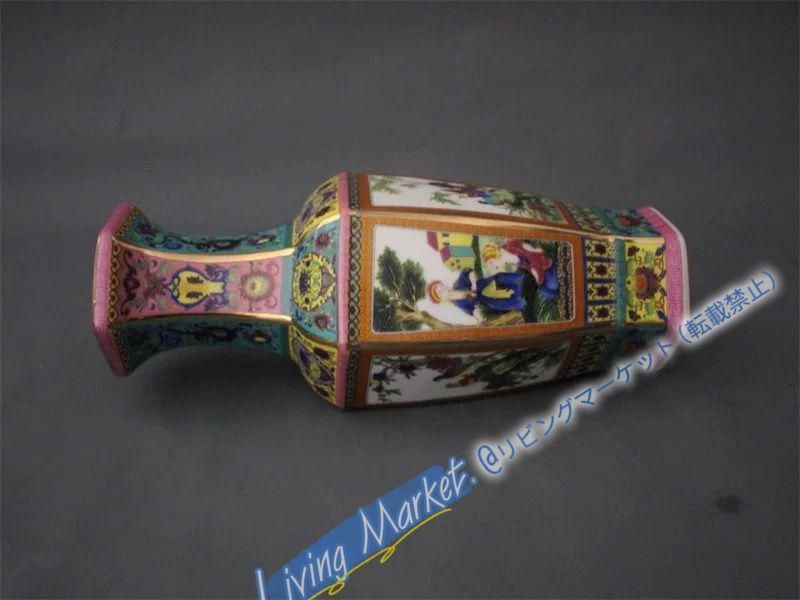 琺瑯彩六方賞瓶 景徳鎮 賞物観賞瓶 陶磁器 装飾品 現代工芸品 美術品 置物 CZW728P356