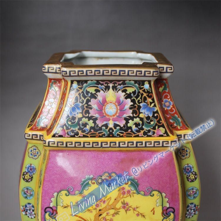 大清雍正琺瑯彩四方花鳥尊瓶 景徳鎮 陶磁器 装飾品 現代工芸品 美術品 大清雍正琺瑯彩四方花鳥尊瓶 景徳鎮 陶磁器 装飾品 現代工芸品 美術品