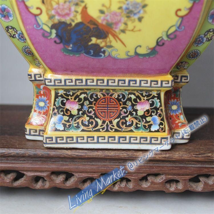 大清雍正琺瑯彩四方花鳥尊瓶 景徳鎮 陶磁器 装飾品 現代工芸品 美術品