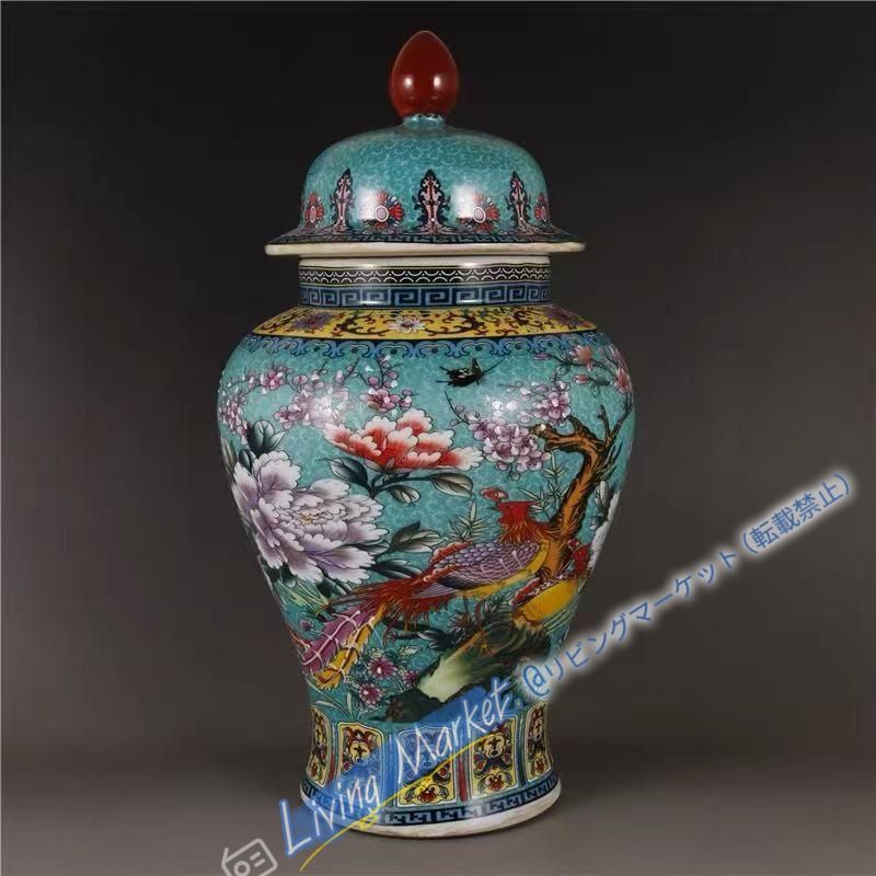 送料無料】景徳鎮 乾隆青花四方花鳥瓶 陶磁器 装飾品 現代工芸品 美術