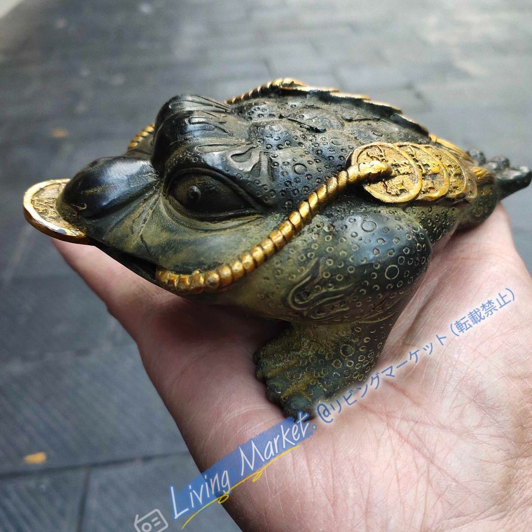 三本足 ヒキガエル 銅製 工芸品 美術品 置物 CZW728P622