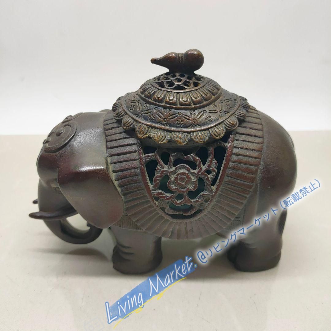 めでたい如意銅象 香炉 銅香炉 工芸品 美術品 置物 CZW728P504