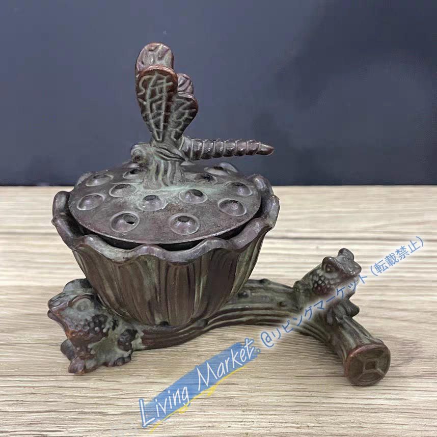 蓮花金蟾 蓮蓬香炉 装飾品 工芸品 美術品 置物 CZW728P454