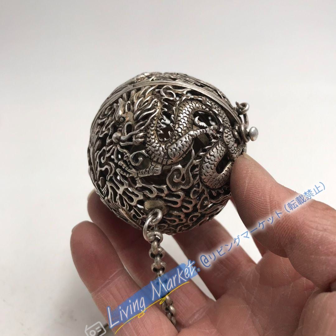 銅 細工 茶道具　香道具 透かし彫り竜鳳アロマボール 工芸品 美術品 置物 CZW728P840 6,453円