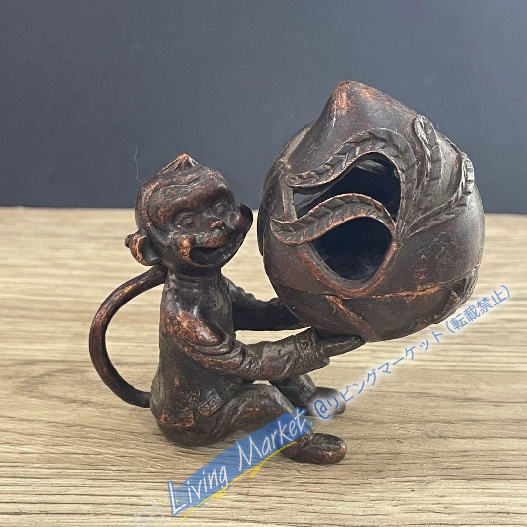 銅細工 猿献桃薫香炉 茶道具 香道具 装飾品 工芸品 置物 CZW728P361 6,027円