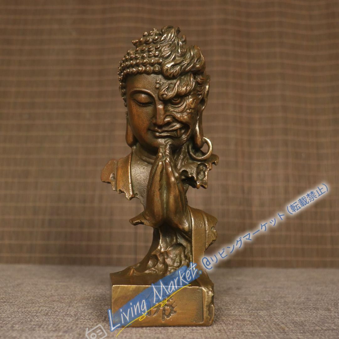 銅 細工 釈迦如来仏仏像 事務デスクトップ机 茶室 茶寵 置物 装飾品