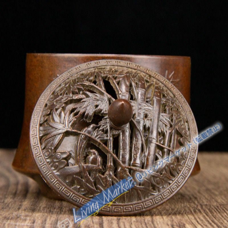 パンダ文竹薫香炉 香道具 蓋置 工芸品 美術品 置物 CZW728P562
