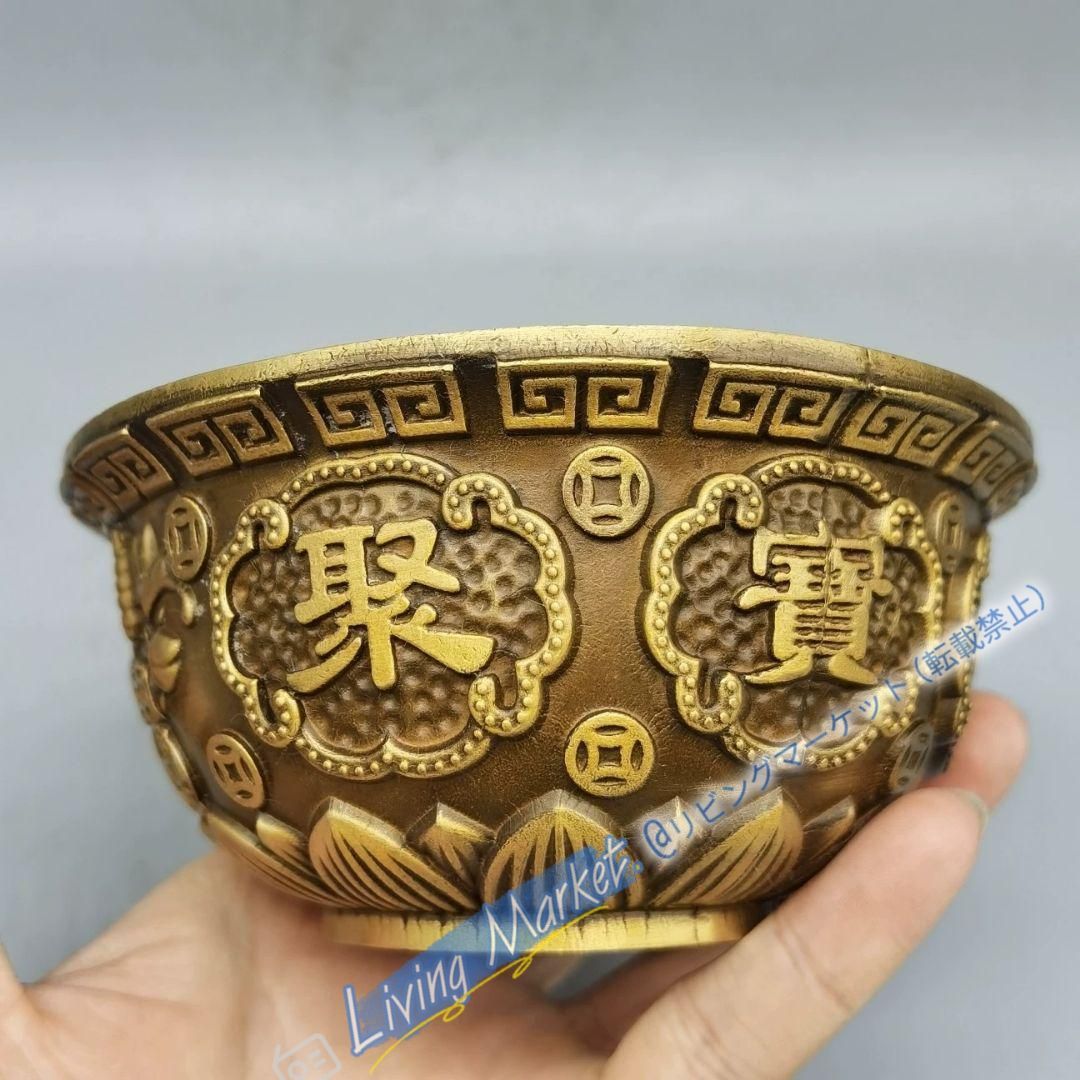 銅器 銅碗 招財進宝 聚宝盆 香炉 開運風水 装飾品 工芸品 置物 CZW728P995
