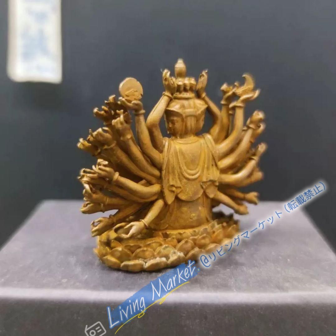 複製◆仏画◆工芸◆古仏画◆絹本 仏教美術 仏教聖品 千手観音像 大きい 仏教美術 千手観音像 仏像 銅製 装飾品 工芸品 美術品 置物 CZW728P417