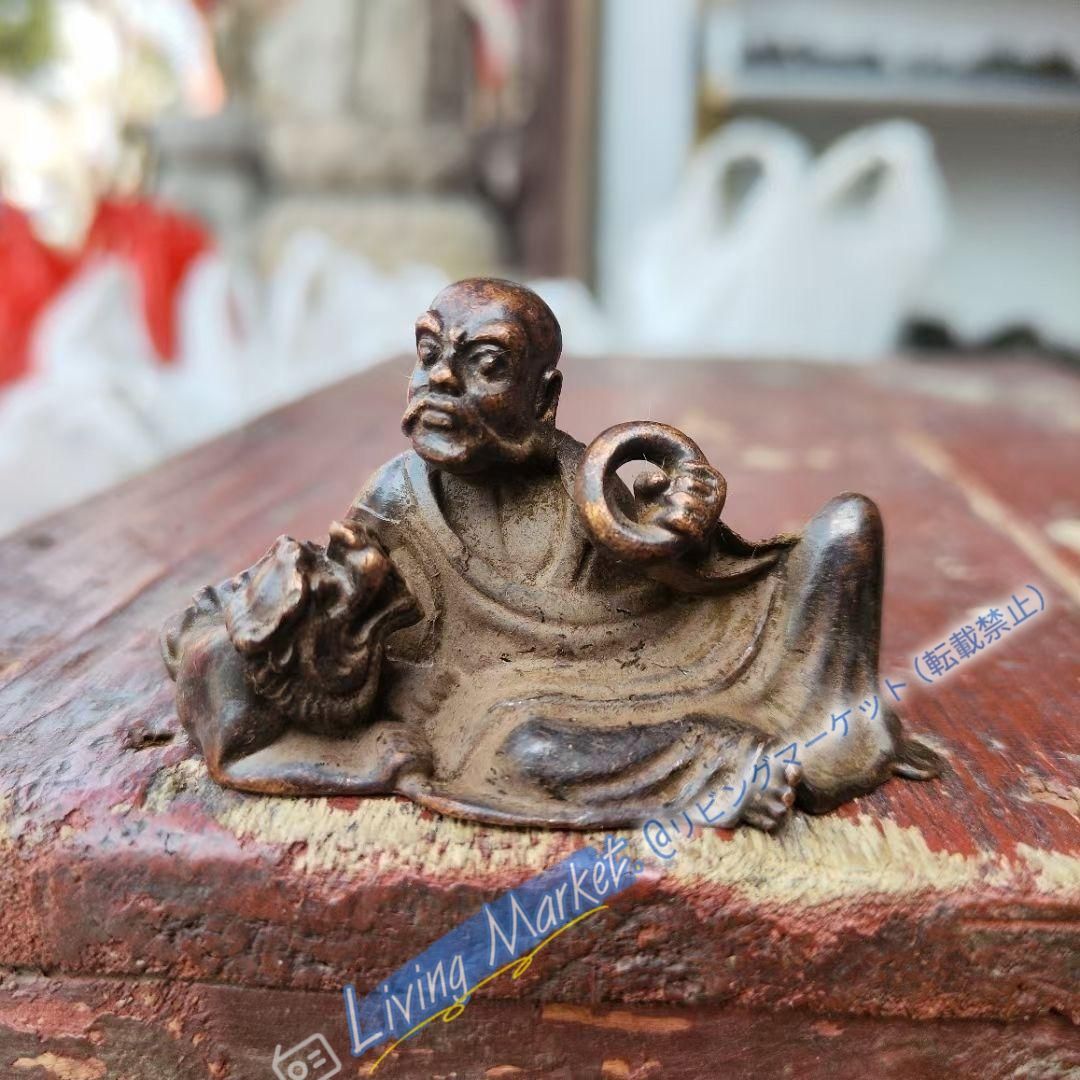 仏教美術 仏像 銅像 伏虎羅漢 茶寵 文鎮 文房具 茶道具 装飾品 工芸品置物 CZW728P985 7,401円