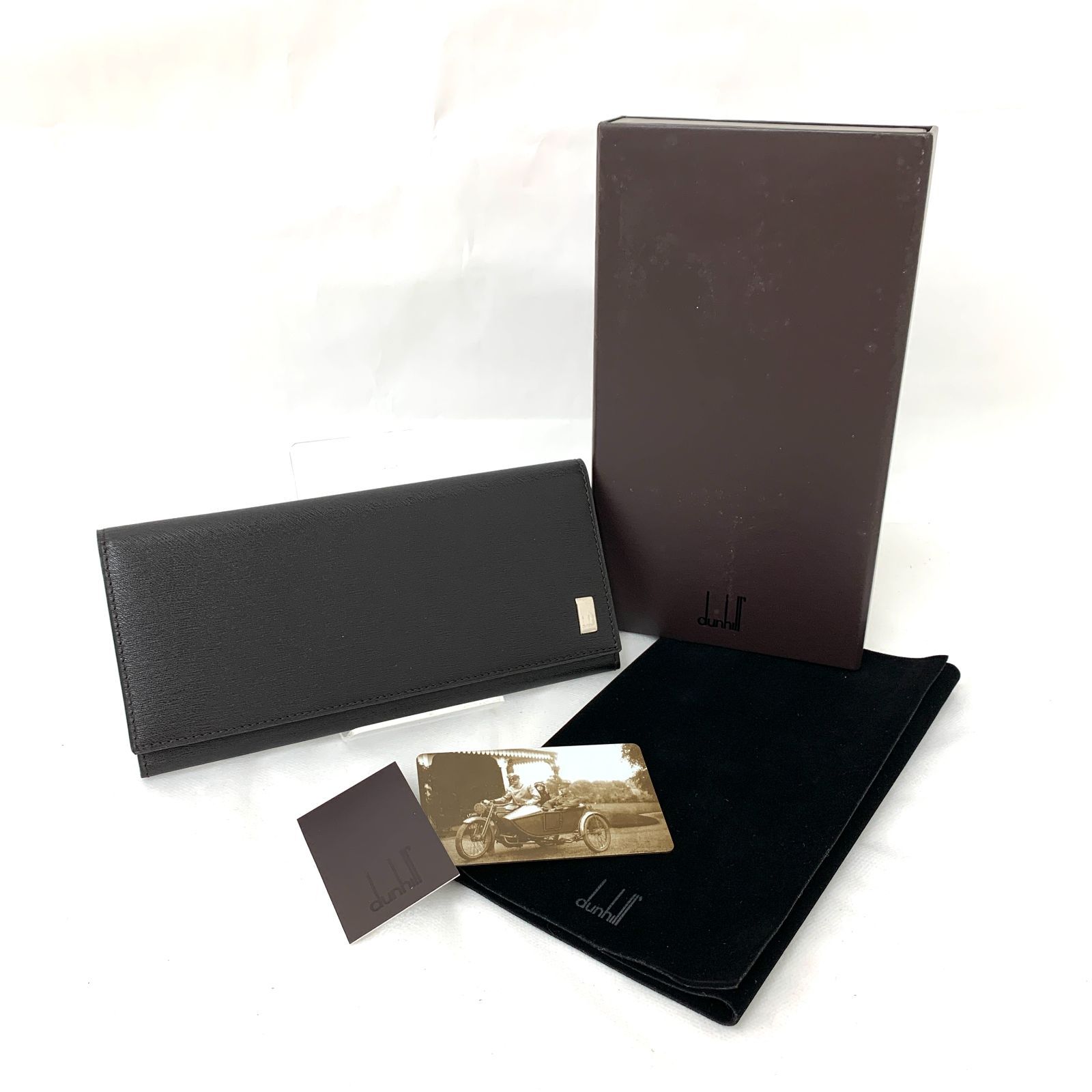 D9016 新品未使用！ dunhill ダンヒル SIDECAR サイドカー 二つ折り長財布 ロングウォレット シルバー金具 ダークブラウン レザー