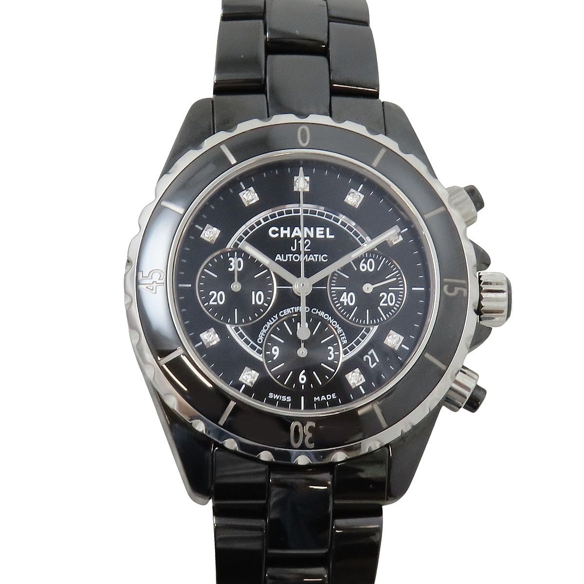 シャネル J12 オートマティック クロノグラフ Ｈ2419 CE 8Pダイヤモンドインデックス 自動巻き メンズ 41100109617【中古】【アラモード】