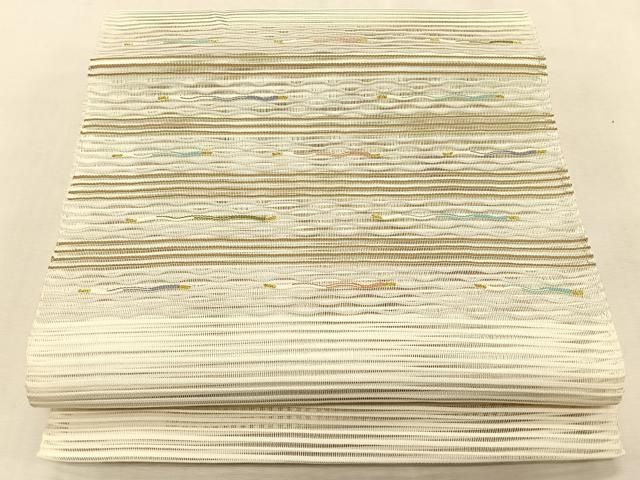 平和屋着物＊夏物　八寸名古屋帯　絽綴れ　横段文　金糸　正絹　逸品　CABK1388fb