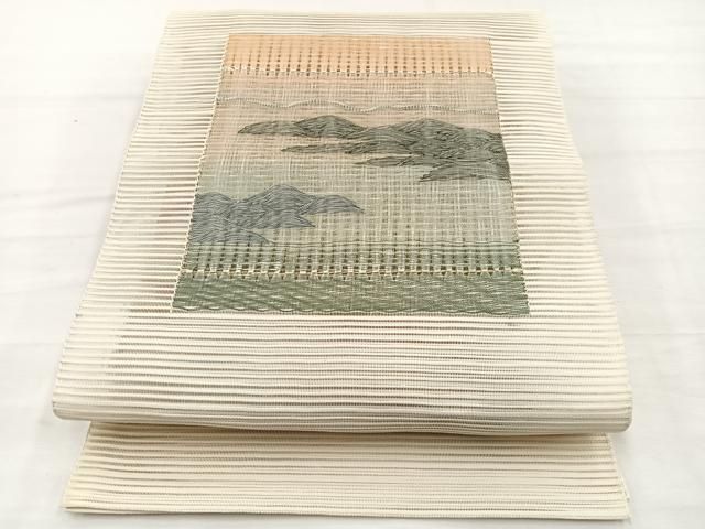 平和屋着物＊夏物　八寸名古屋帯　絽綴れ　風景文　正絹　逸品　未使用　BAAX7816hv 24,336円