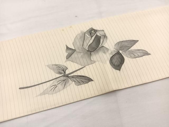 平和屋着物＊夏物　絽塩瀬　九寸名古屋帯　作家物　手描き　薔薇　正絹　逸品　BAAX7826hv