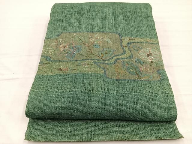 平和屋着物＊夏物　八寸名古屋帯　草花文　正絹　逸品　BAAX7846hv 21,450円