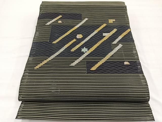 平和屋着物＊夏物　八寸名古屋帯　絽綴れ　斜線文　金銀糸　正絹　逸品　BAAX7849hv 30,420円