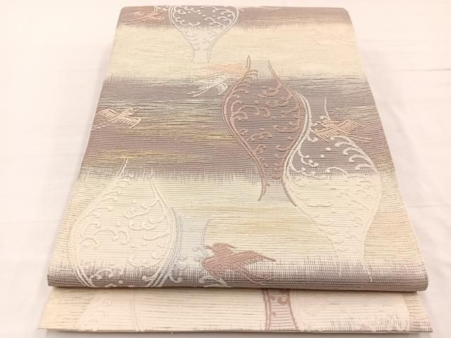 平和屋着物＊夏物　六通柄袋帯　唐織　立波飛鳥文　金銀糸　正絹　逸品　BAAX7857hv