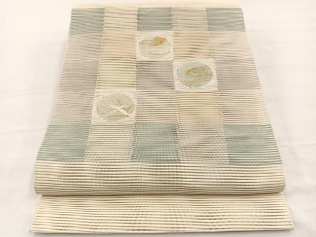 平和屋着物＊夏物　八寸名古屋帯　絽綴れ　流水草葉文　金銀糸　正絹　逸品　BAAX7878hv
