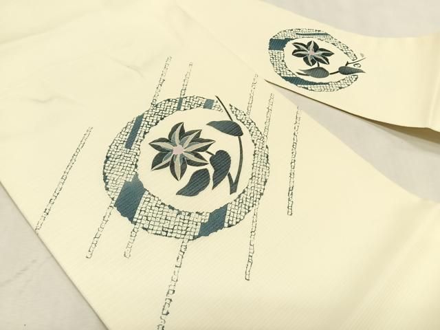 平和屋着物*夏物 九寸名古屋帯 枝花丸文 正絹 逸品 CABK1327fb 平和屋着物*夏物 九寸名古屋帯 枝花丸文 正絹 逸品 CABK1327fb