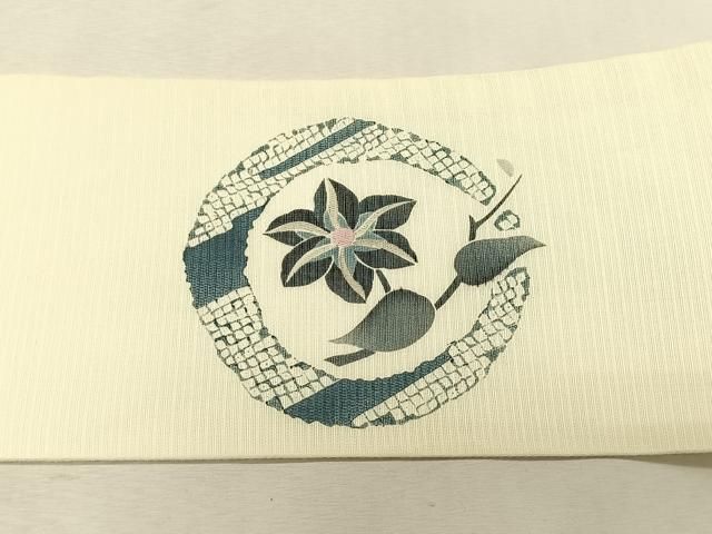 平和屋着物*夏物 九寸名古屋帯 枝花丸文 正絹 逸品 CABK1327fb 平和屋着物*夏物 九寸名古屋帯 枝花丸文 正絹 逸品 CABK1327fb